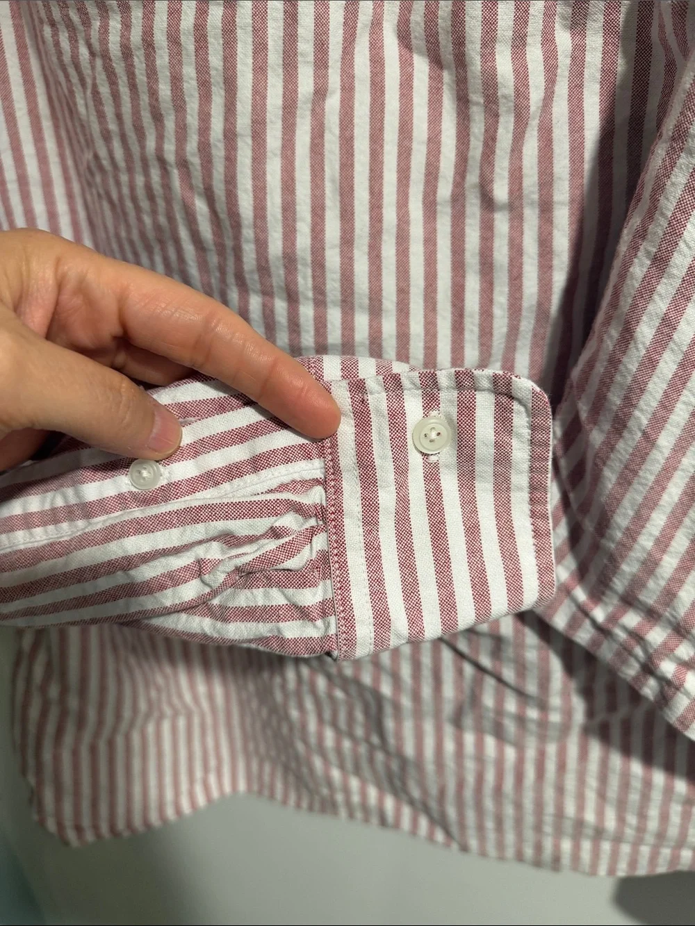 Brandy Melville Red and White Striped Button-Up Shirt & Shorts Set One Size